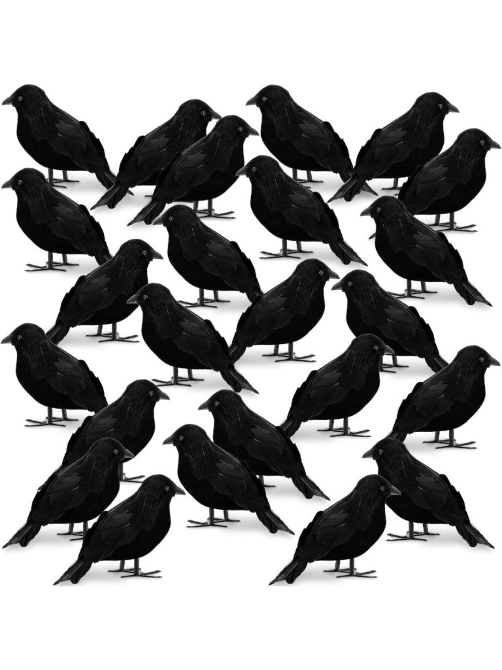 24 Pcs Halloween Black Crows Decorations - Realistic Fake Ravens for Yard
